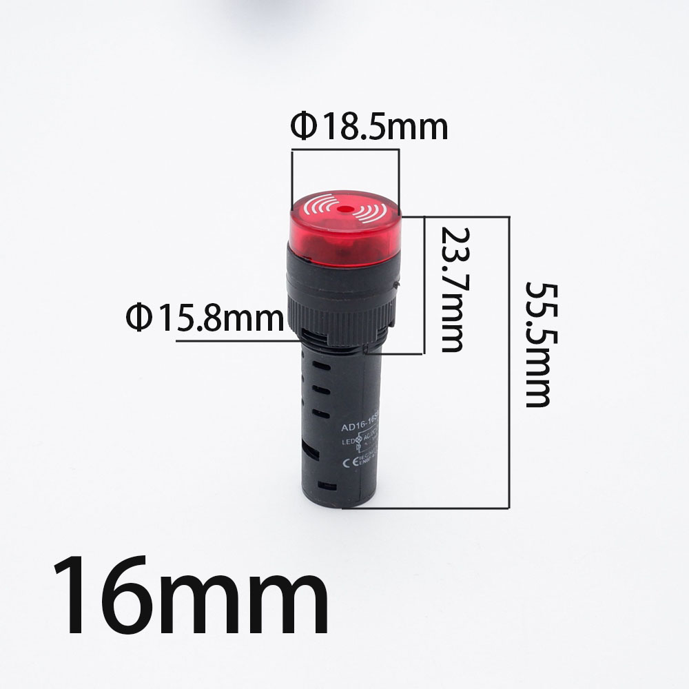 Buzzer 16mm 22mm, stroboscope, indicateur d'alarme, son 12V 24V 220V, voyant d'avertissement sonore Intermittent, jaune, rouge, vert