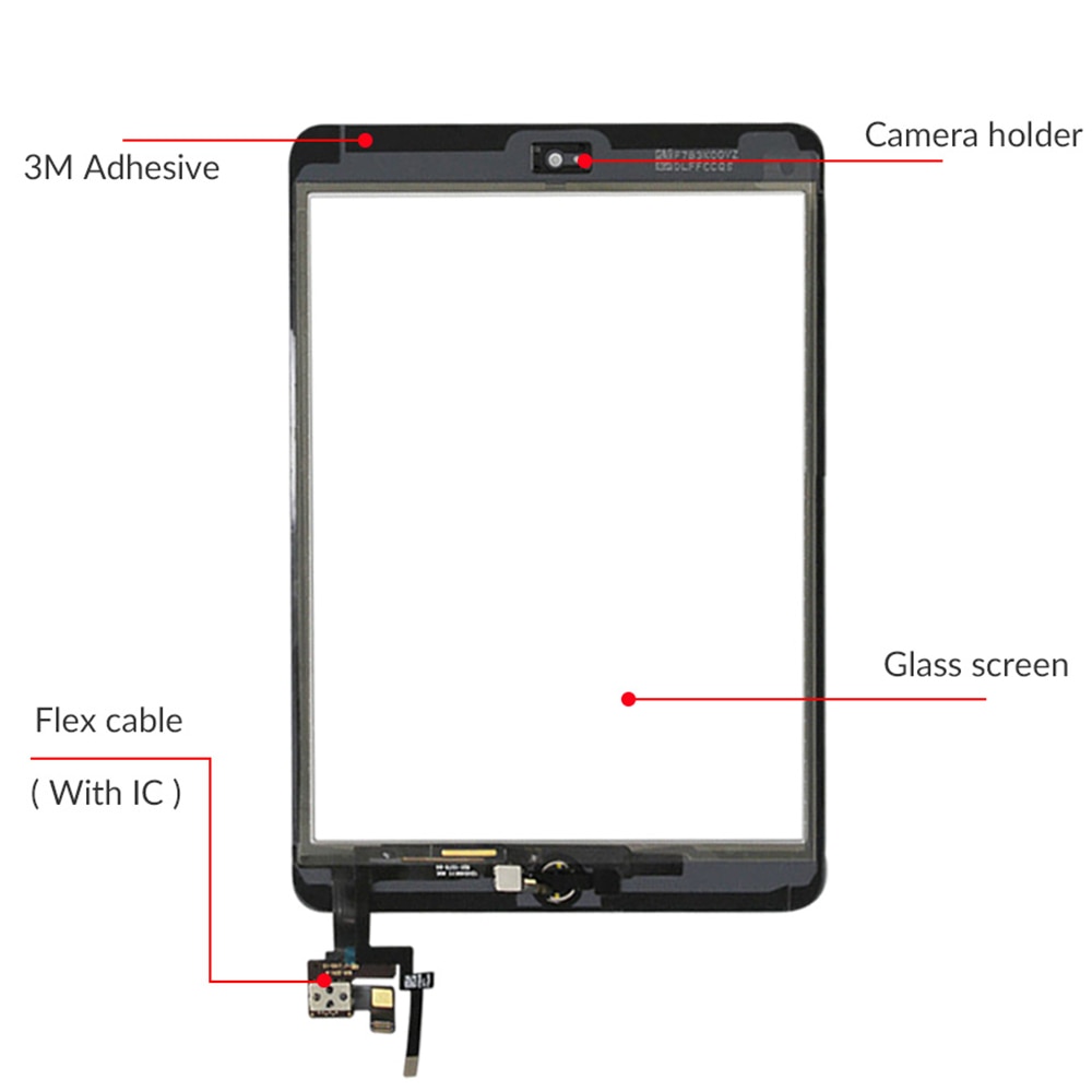 Touchscreen Voor Ipad Mini 3 Mini3 Touch Glas Screen Digitizer Home Knop Met Ic Conector Voor Ipad Mini 3 A1599 a1600 A1601