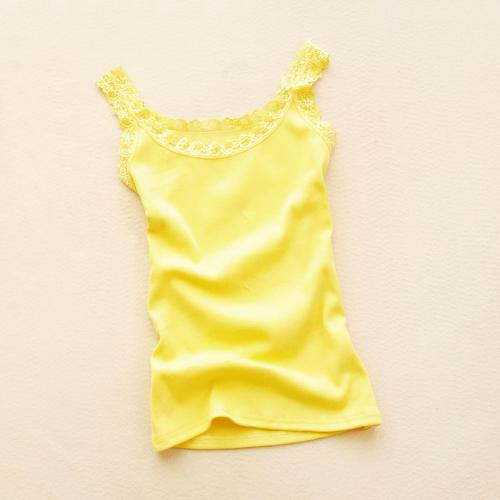 Dame tank top sommer blonde vest med u-hals ærmeløs casual slim fit tank top skjorte топ женский майка женская: Gul
