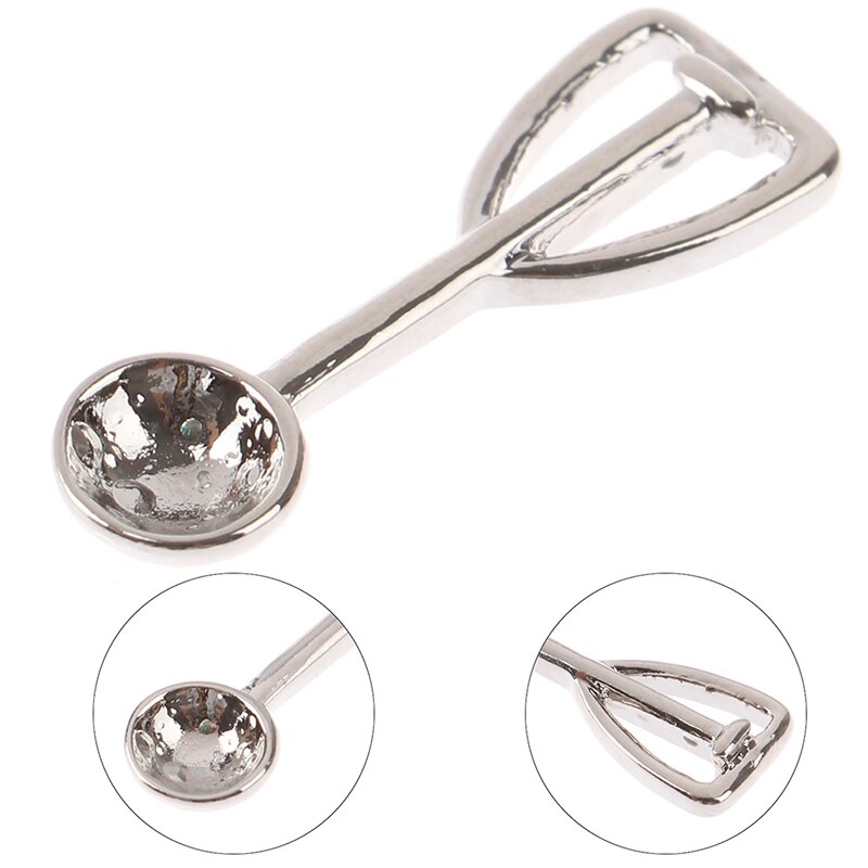 1PCS Mini 1:12 Sliver Dollhouse Ice Cream Spoon Miniature Pretend Play Kitchen Toy 2cm