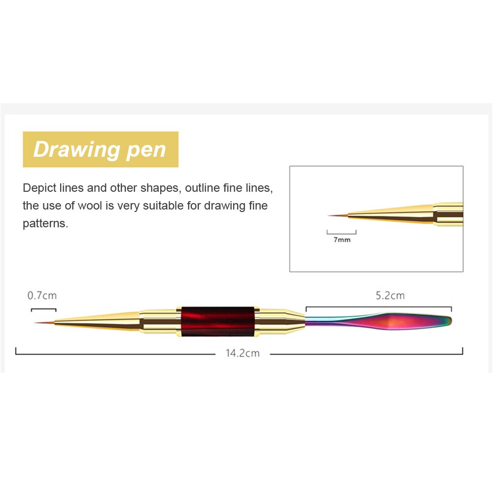 Cat Eye Dual-End Nail Art Pen Kleur Mengen Pen Nail Liner Drawing Pen