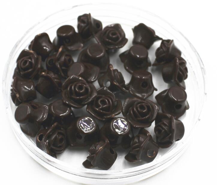 GHRQX Colorful roses loose beads DIY Beads Bracelet making 30 pcs: Brown