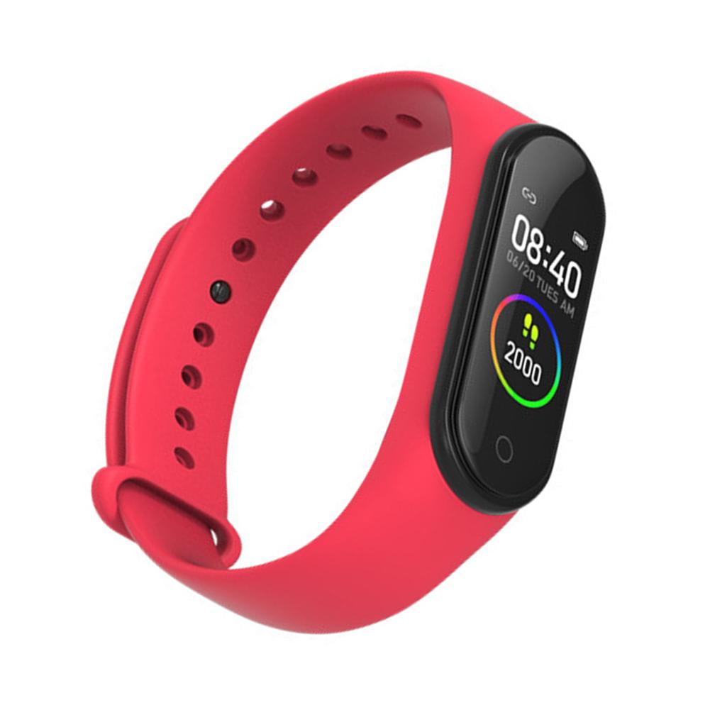 M4 Color Screen Smart Wristband Heart Rate Monitor Fitness Activity Tracker Smart Band Blood Pressure Music Remote Control: Red