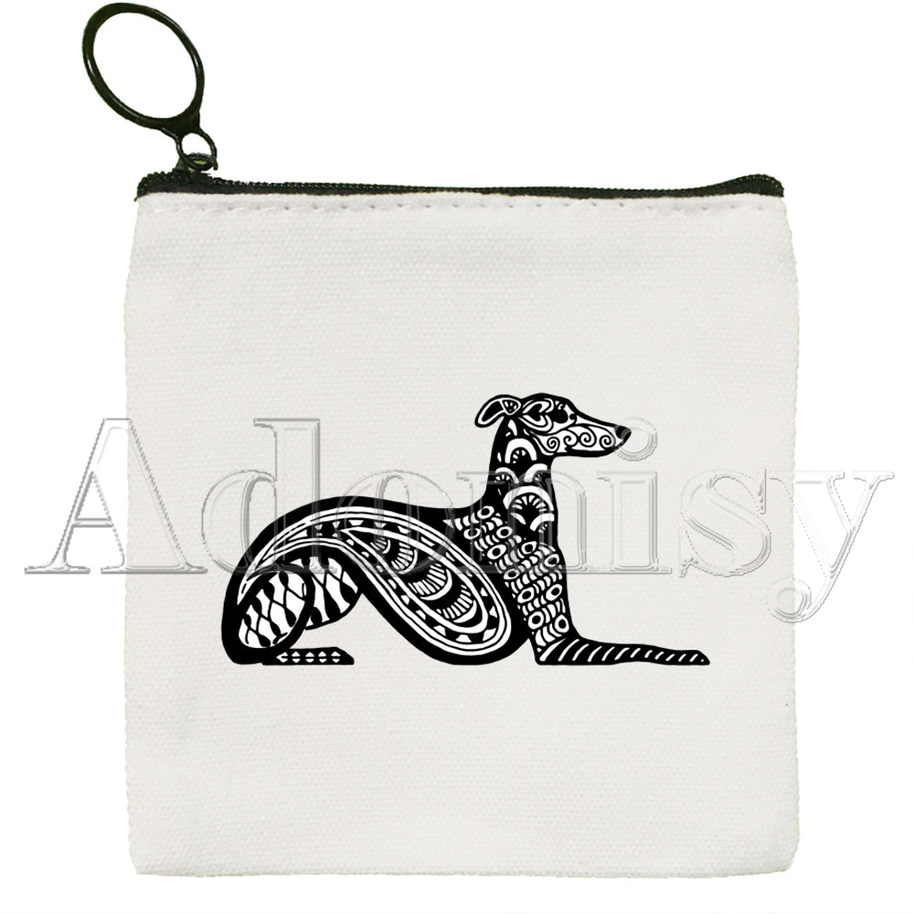 Greyhound Hund Mini Mädchen Geldbörse Kleine Brieftasche Frauen Zipper Leinwand Monedero Para Mujer Monedas Tarjetas Pequeno Tasche: W