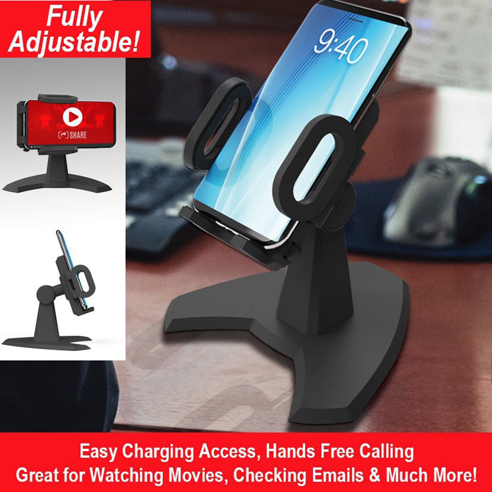 Phone Holder Rotatable Phone Stand Desk Call by Cup Desktop Phone Mount Suitable For Recording video Mobile Phone Holder Support