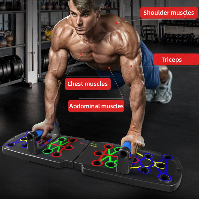 Draagbare multifunctionele push-up board fitness- en spiertrainingsapparatuur thuistrainingsinstellingen opvouwbare stretchoefeningen