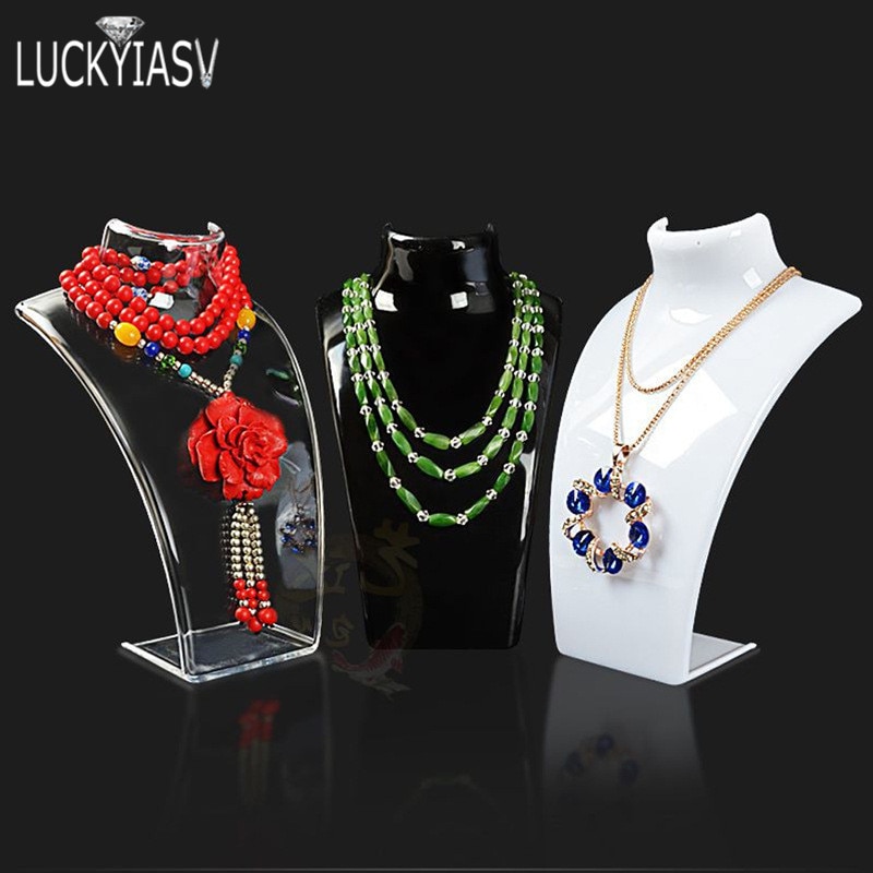 Acrylic Mannequin Necklace Jewelry Display Holder Pendant Earrings Counter Window Display Stand For Necklace Portrait Display