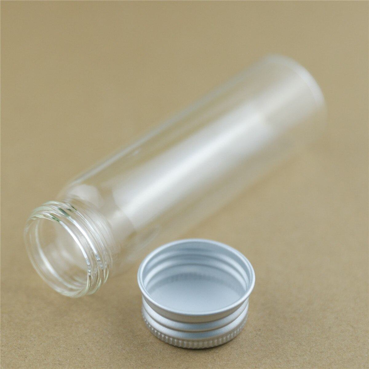 24PCS/lot 30*100mm 50ml Cute Glass Bottles Aluminum Caps Glass Tiny Jars Vials Transparent Glass Containers Perfume Bottles