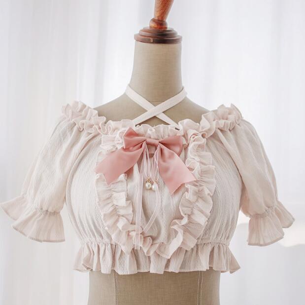 Lolita shirt Summer tops Underwear blouse Pink