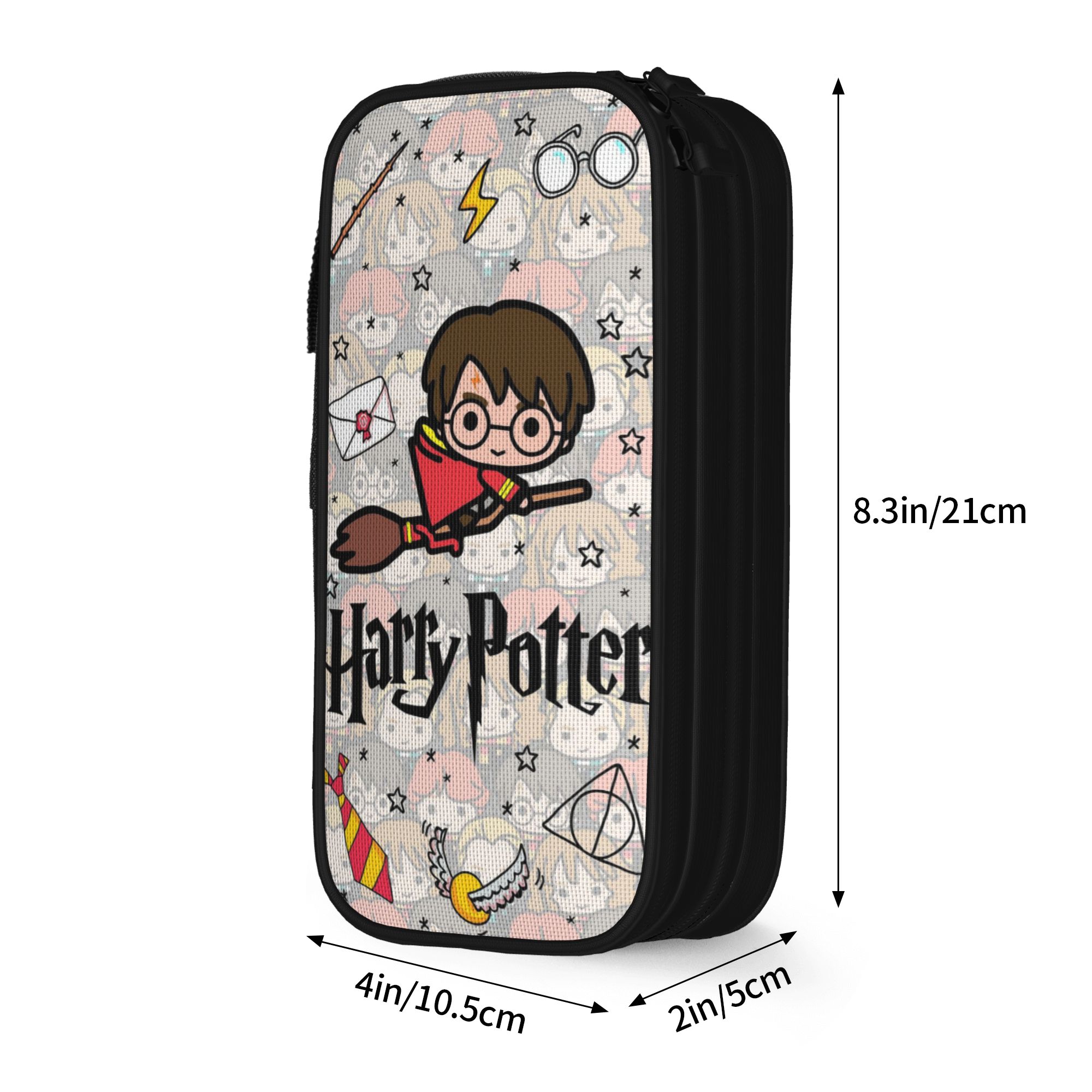 H-HP-P Harry Potter etui dubbele laag grote capaciteit schoolaccessoires pennenkoker: Ivoor