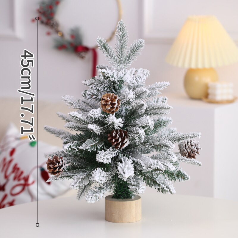 Korean Ins White Flocking Mini Christmas Tree Simulation Tree Layout Scene Props Desktop Ornament Christmas Decoration