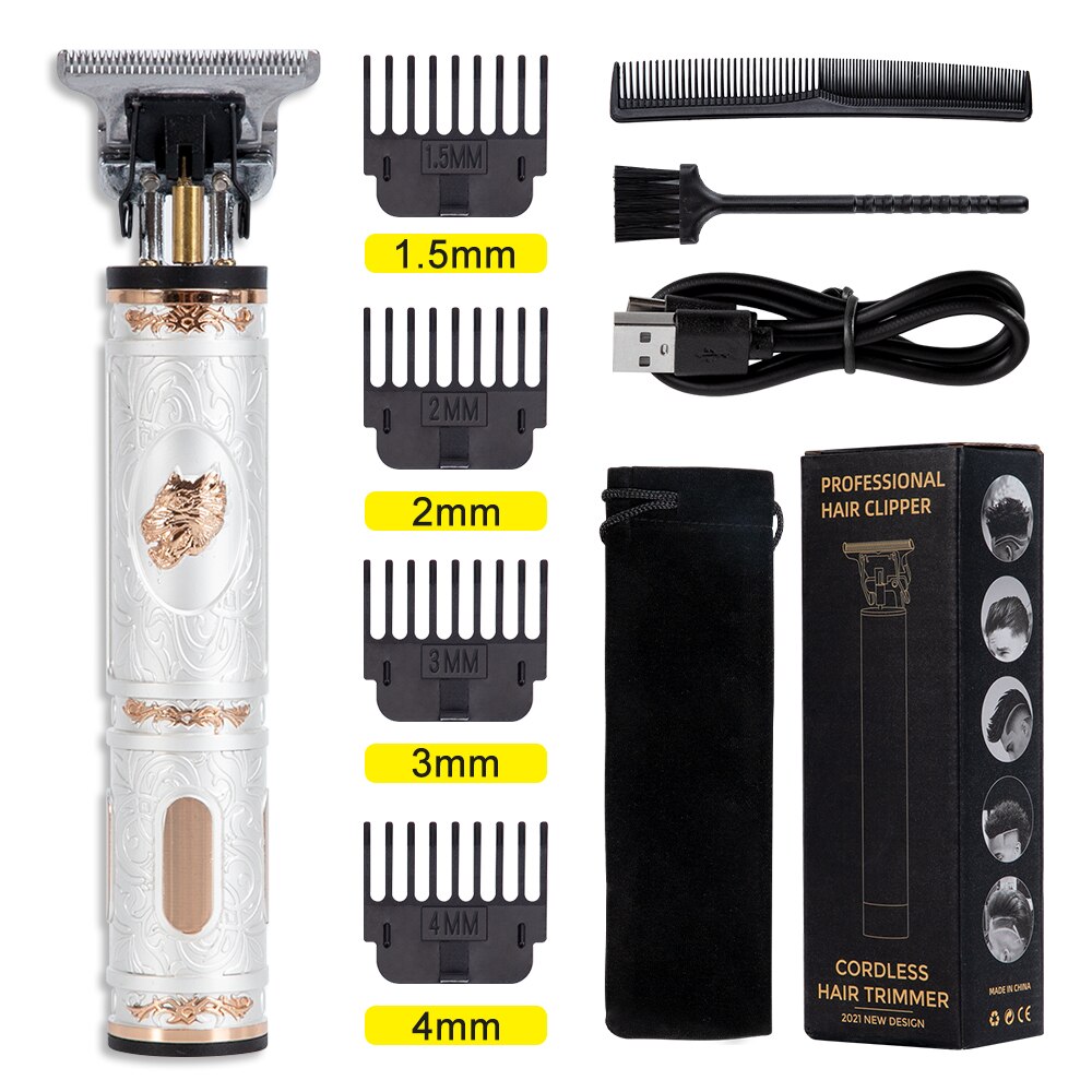 T9 Tondeuse Usb Haar Trimmer Oplaadbare Haar Snijmachine T-Outline Kapper Cordless Trimmer Baard Scheerapparaat Mannen Kapsel: Wolf White