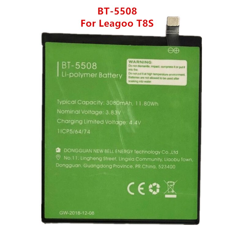 100% Original Backup BT-5508 Leagoo T8S Battery 3080mAh For Leagoo T8s Smart Mobile Phone BT-5508 + Free tools
