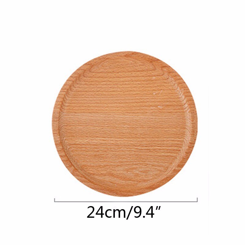 24cm/9.4 '' store runde trætallerkener brød pizza dessertbakke serveringsfade til te kaffe vinbar restaurant dekoration