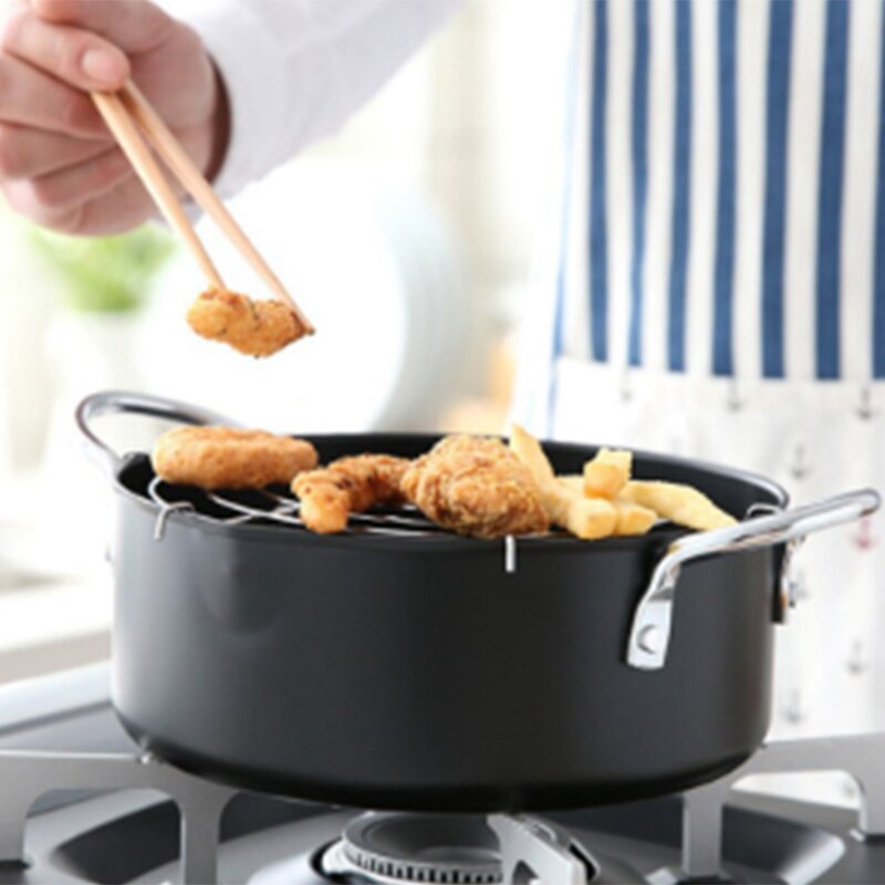 Tempura Frying Pot Japanese Style Deep Fryer Convenient Frying Pots with Oil Filter Rack Multi-Function Fryer Non-Stick Pot Kitc