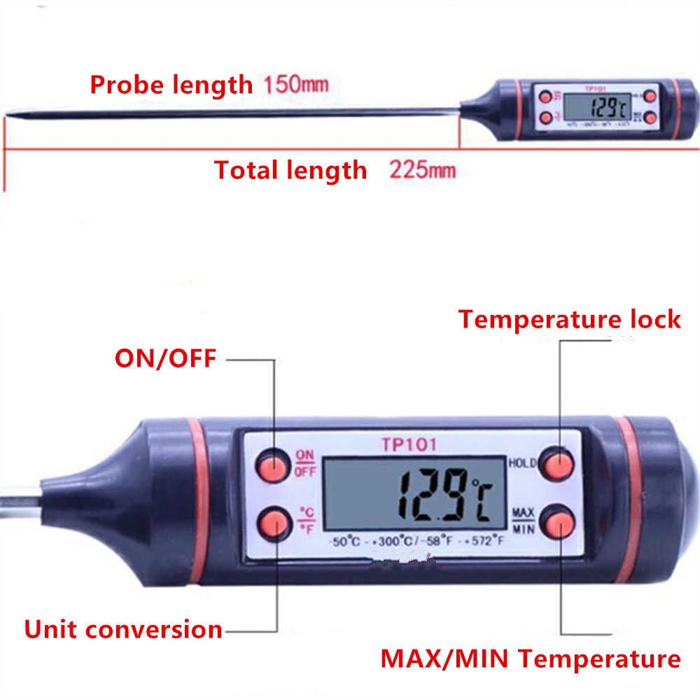 1 PC Digital Thermometer BBQ Electronic Thermometer Cooking Food Gauges Probe Water Milk Kitchen Oven Household Thermometer