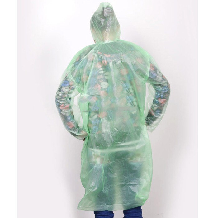 Unisex engangs regnfrakke voksen nødtæt vandtæt hætte poncho rejse camping skal regnfrakke
