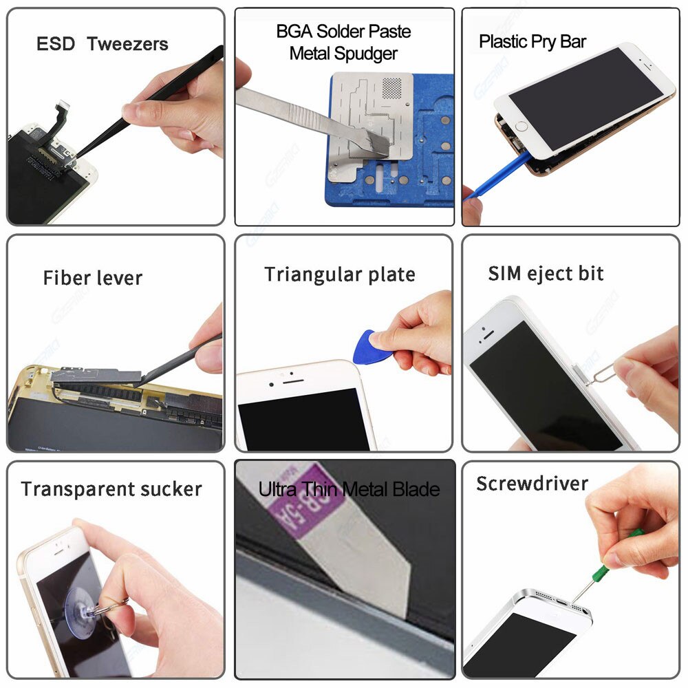 Juegos de herramientas de reparación de mantenimiento de teléfonos móviles Pry Spudger herramienta de apertura para reparación Kit para electrónica Smartphone herramientas de reparación DIY