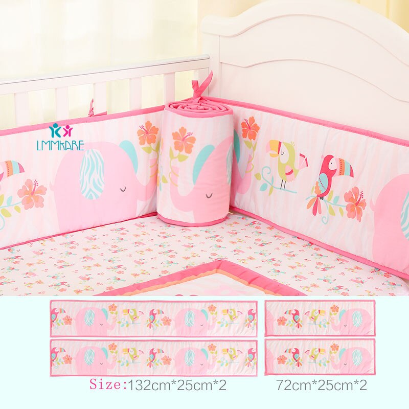 Kit de literie pour berceau de bébé, pare-chocs à volants, aile amovible, animaux de dessin animé, coussin de sécurité pour -né
