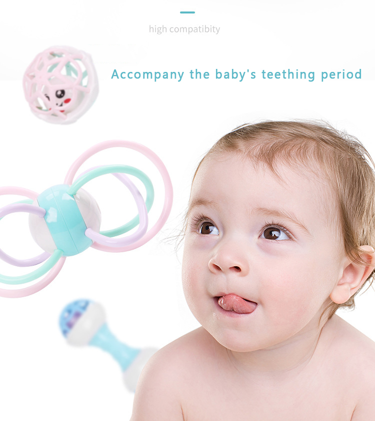 1 pcs Baby Rammelaars Zachte lijm DIY Educatief Multilaterale Rammelaar Bal Met Rammelaars Baby Hand Vangst Bal Speelgoed Bijtring Voor pasgeboren