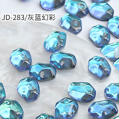 20 piezas brillo Aurora AB ondulación hielo cubo translúcido superficie irregular joya de cristal decoración de uñas diamantes de imitación dijes de manicura: Azul