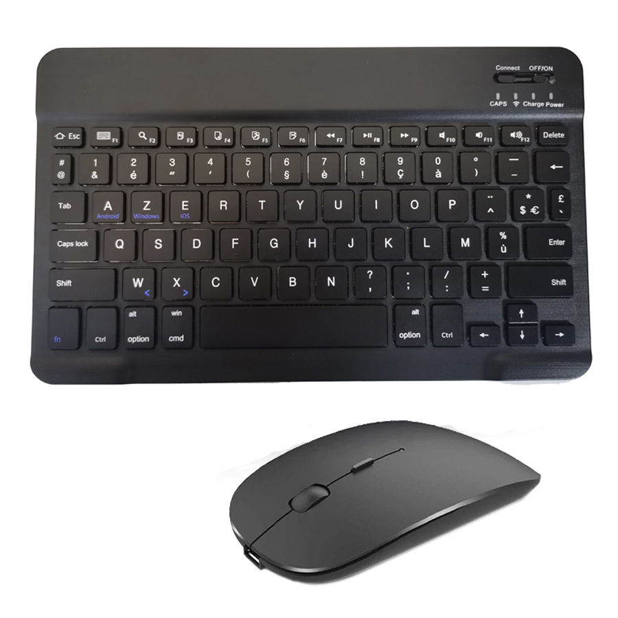 Clavier sans fil Bluetooth espagnol français Azerty russe pour iPad Mac PC tablette téléphone portable ordinateur portable et souris Mini avec N Gamer: Or