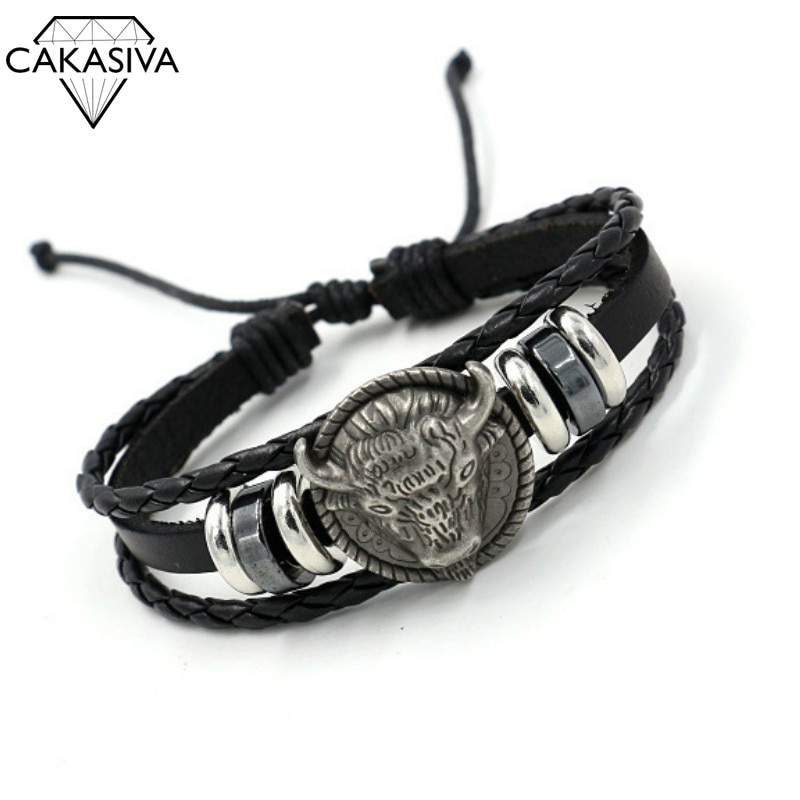 925 Silber Vintage Multilayer Woven Armband herren Ziehen Leder Armband Hip Hop Schmuck