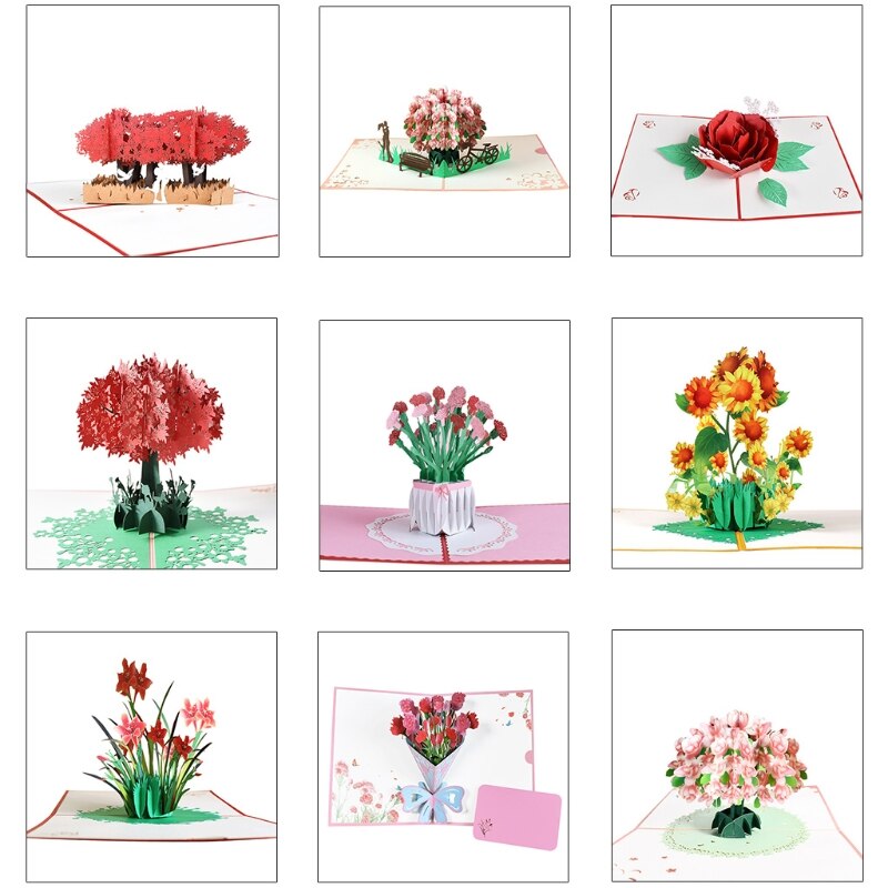 3D Pop-Up Flower Floral Greeting Card for Birthday Mothers Father's Day Wedding R9JC