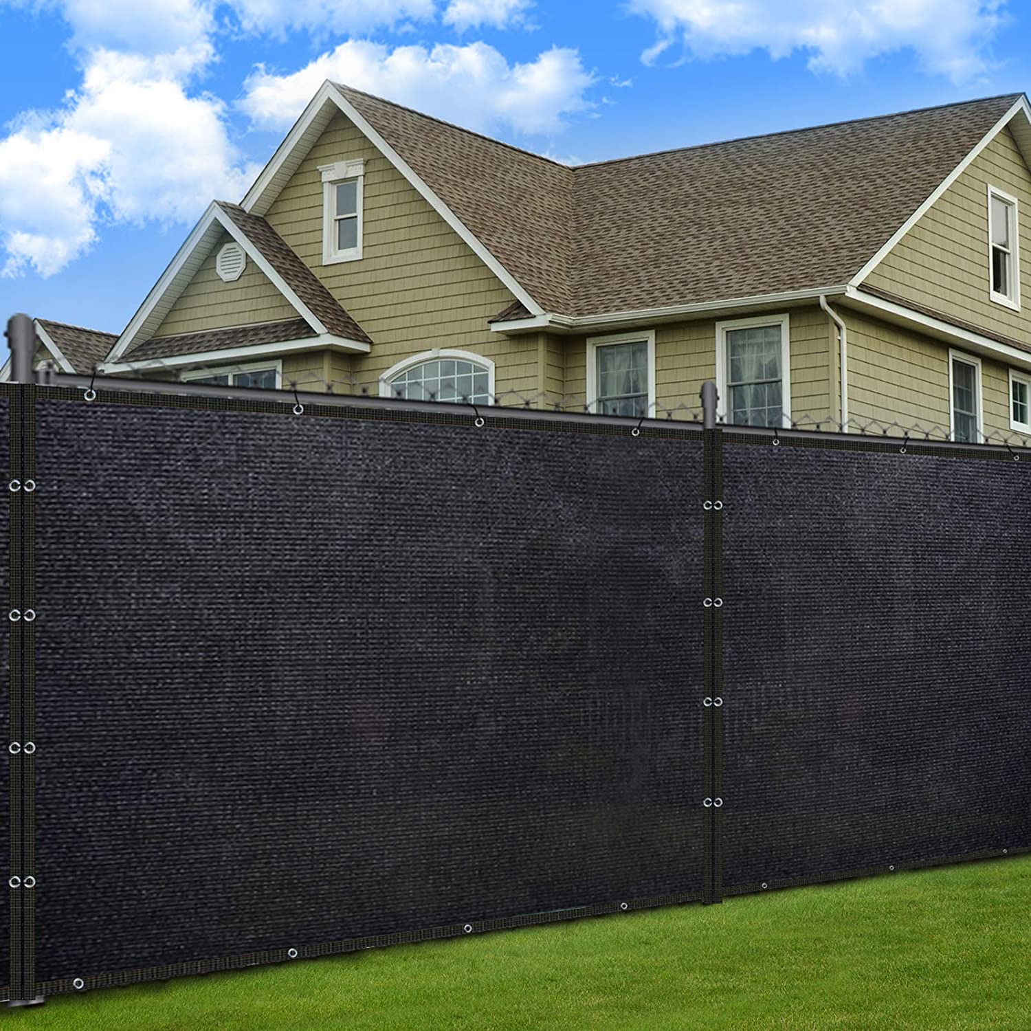 TECHTIMES Recinzione Dello Schermo di Segretezza 6 'x 25' Recinto Della Maglia Tarp 90% Il Blocco del Cavo cerniera lampo cravatte in forma per Esterno recinzione cantiere Ombra Della Copertura: nero