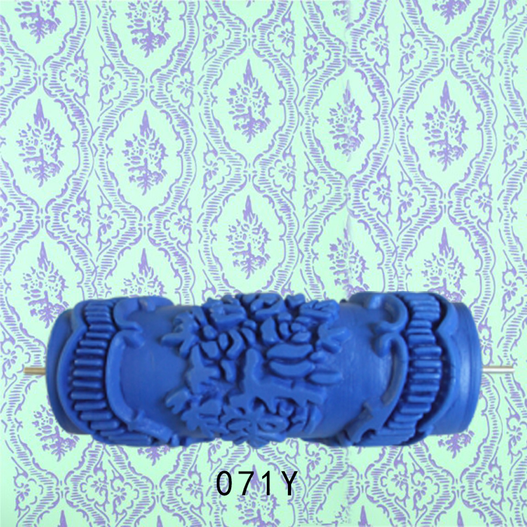 5'' Rubber Embossed Flower Pattern DIY Paint Roller Sleeve Decorative Texture Roller for Wall Painting Machine