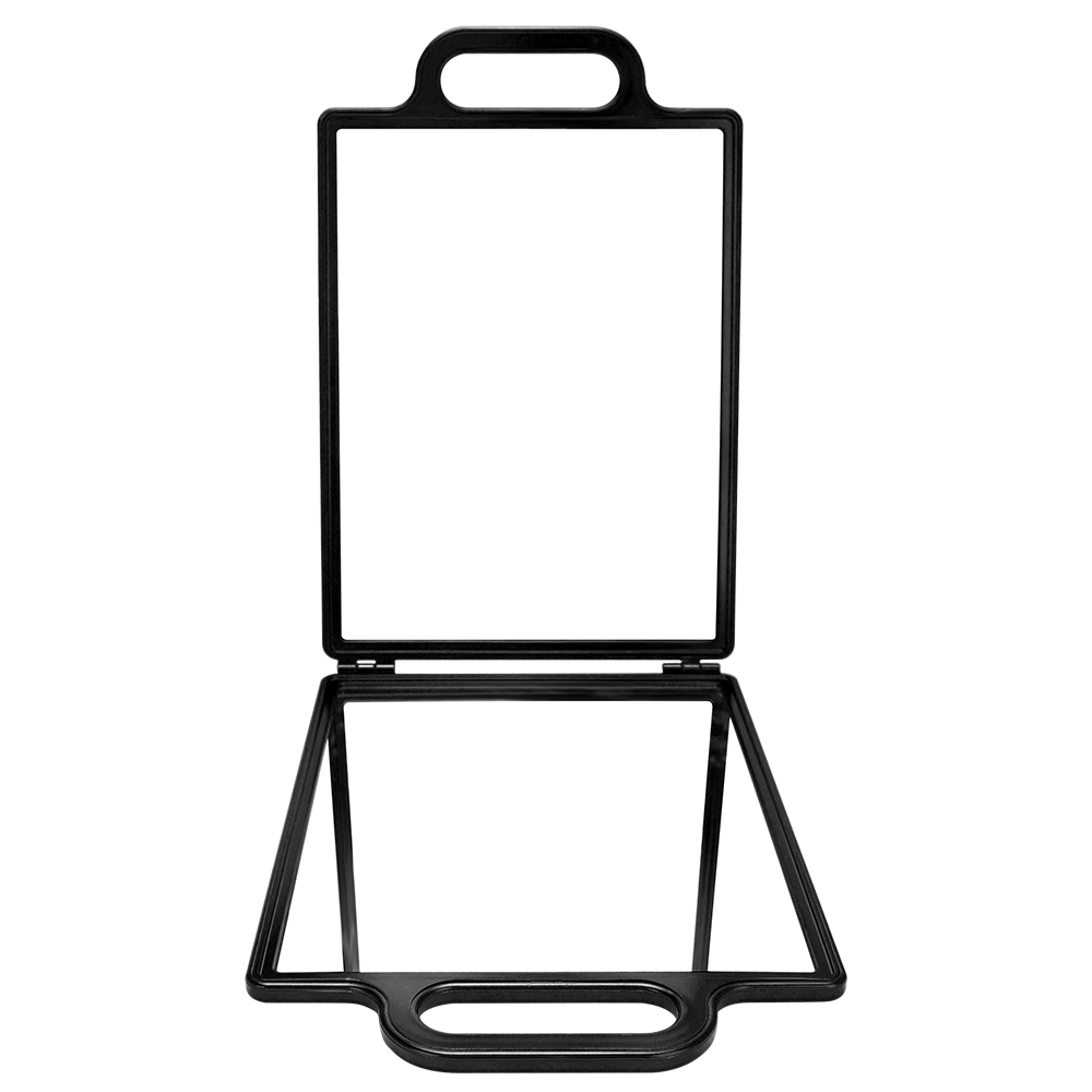 Espejo plegable de doble cara para barbería, espejo retrovisor para peluquero, espejo de peluquería portátil de mano con corte automático: Rojo rosado