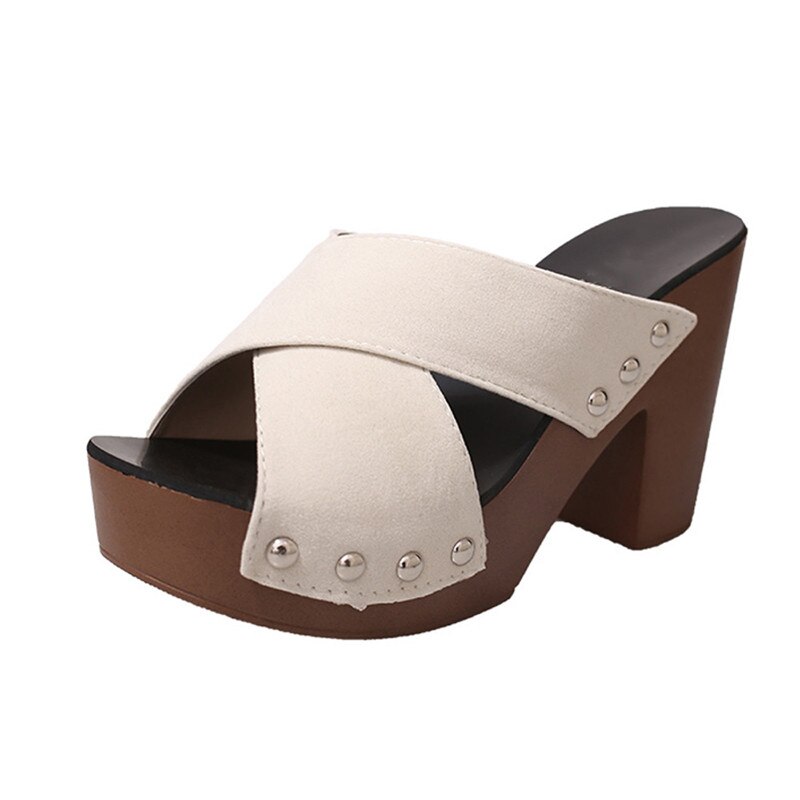 Vogue femmes croix sangle talon épais sandale épaisse à talons hauts bascule bout ouvert sandale Sandalia Feminina Buty Damskie Nice