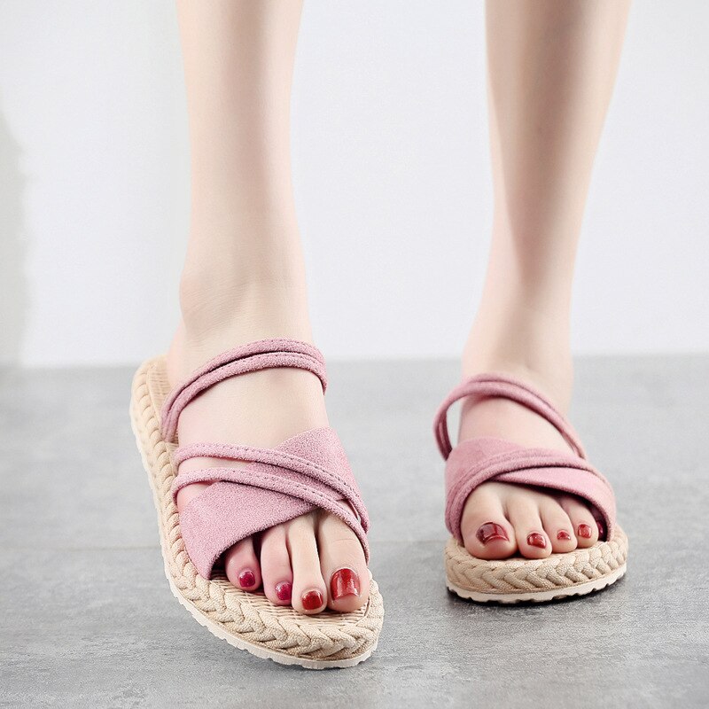 Sandalias planas ligeras para mujer, de color liso, sencillas y para exteriores, zapatos de playa para mujer, chanclas de color caramelo para niña