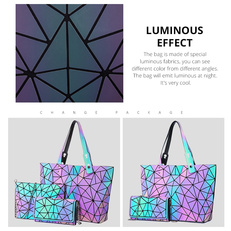 Realer, conjunto de bolsos de mano para mujer, bolsos cruzados para mujer, , bolso de hombro luminoso geométrico, bolso femenino y bolso de mano con cartera