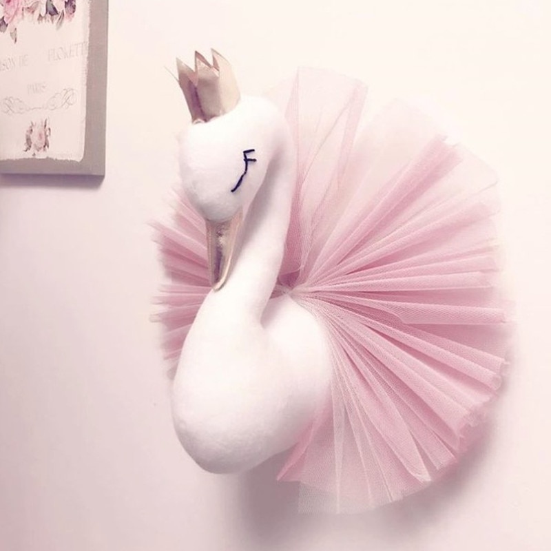 Bébé fille chambre décoration animaux têtes cygne tenture murale décor pour enfants chambre pépinière chambre décoration hôtel décor Photo accessoires