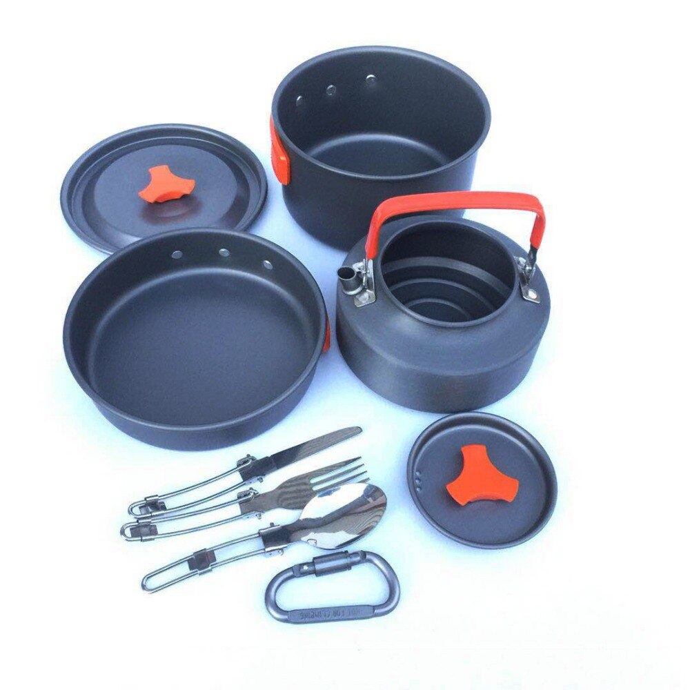 Wandelen Camping Kookgerei Puinhoop Kit Backpacken Gear Buiten Bug Out Bag Koken Apparatuur 10 Stuk Kookset Bowls