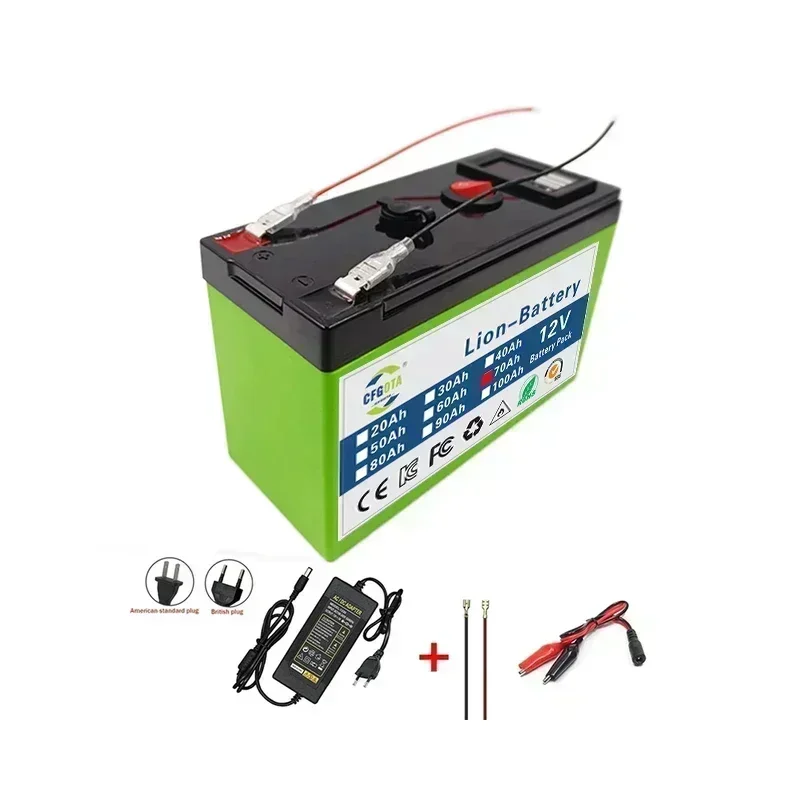 Batterie au Lithium 12V 100Ah 18650 batterie LiFePO4 Rechargeable pour batterie de véhicule électrique à énergie solaire + chargeur 12.6V 3A