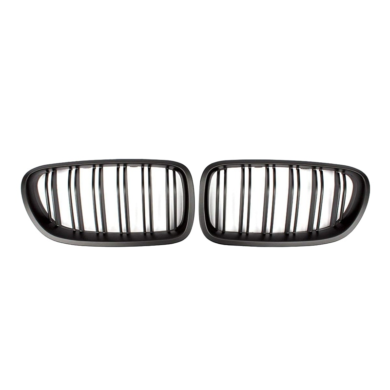1 Paar Dubbele Slat Lijn Voorbumper Grill Kap Nieren Grill Voor Bmw 5 Serie F10 f11 F18 M5 (Mat Zwart)