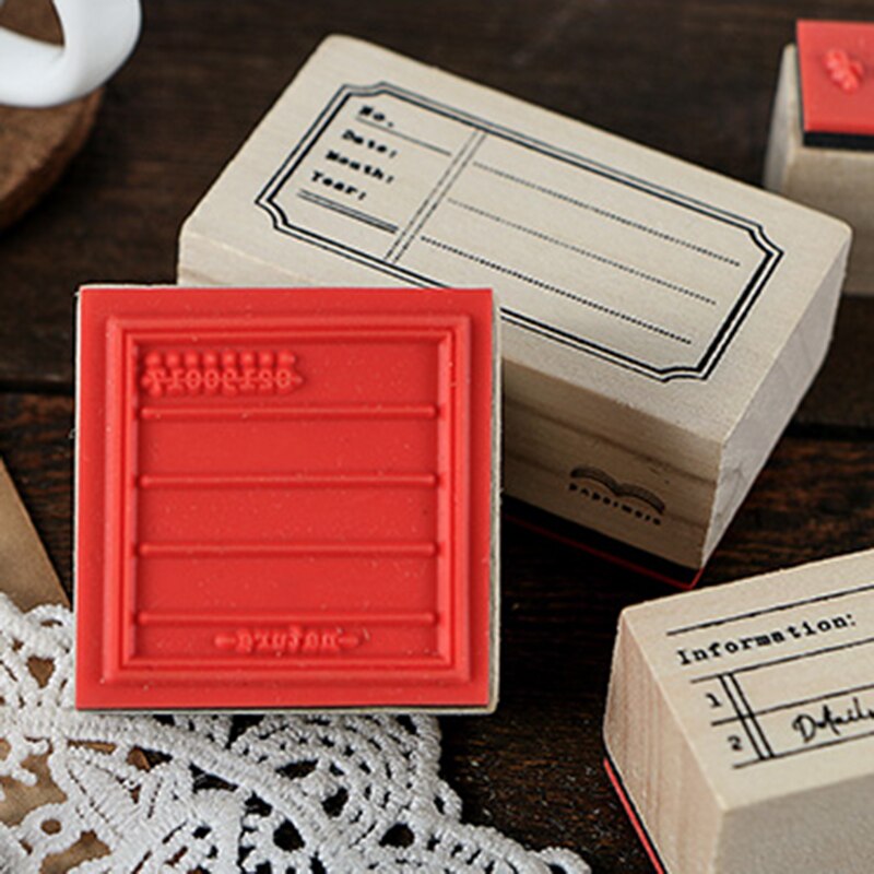XINAHER 1set Vintage frame label stamp DIY wooden rubber stamps for scrapbooking stationery scrapbooking standard stamp