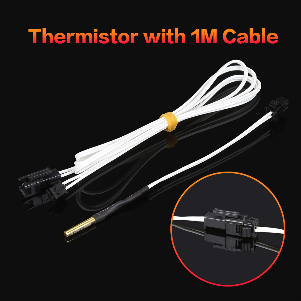 3DSWAY 3D Printer Parts HT-NTC 100K ohm B3950 Thermistor Cartridge Sensor with SM Plug High Temperature for E3D V6 PT100 Hotend: WHITE