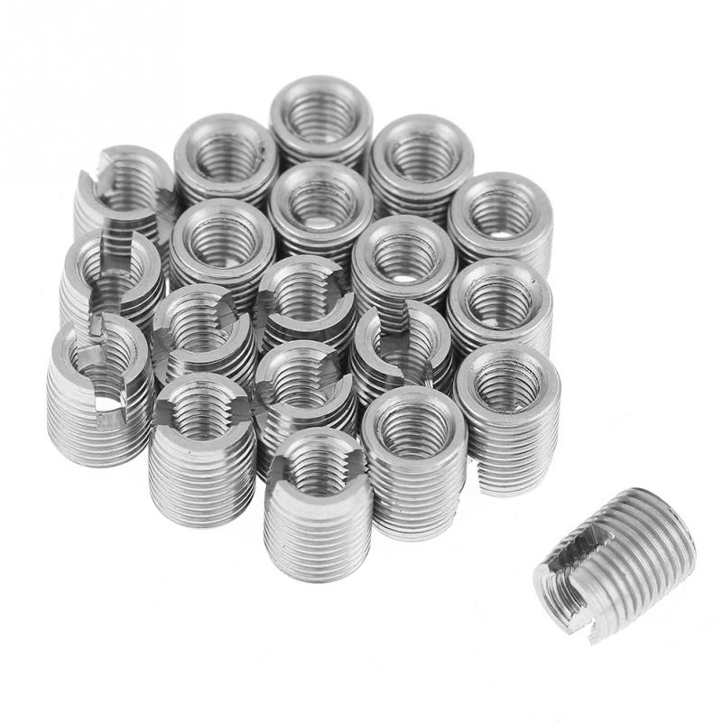 20Pcs/Set Threaded Insert Stainless Steel SUS303 Helical Insert Self Tapping Slotted Screw Thread Repair Insert M3 x 6mm