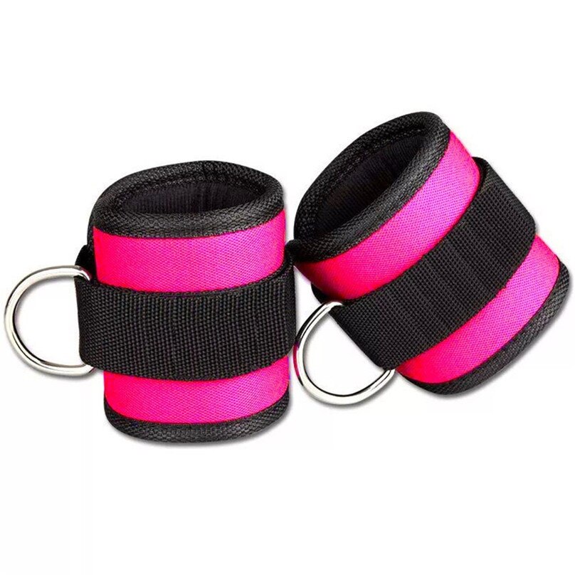 1 uds/2 uds Fitness ajustable D-anillo tobillo Pie de apoyo de tobillo Protector gimnasio pierna polea con hebilla deportes Protector para pies: 2pcs Pink