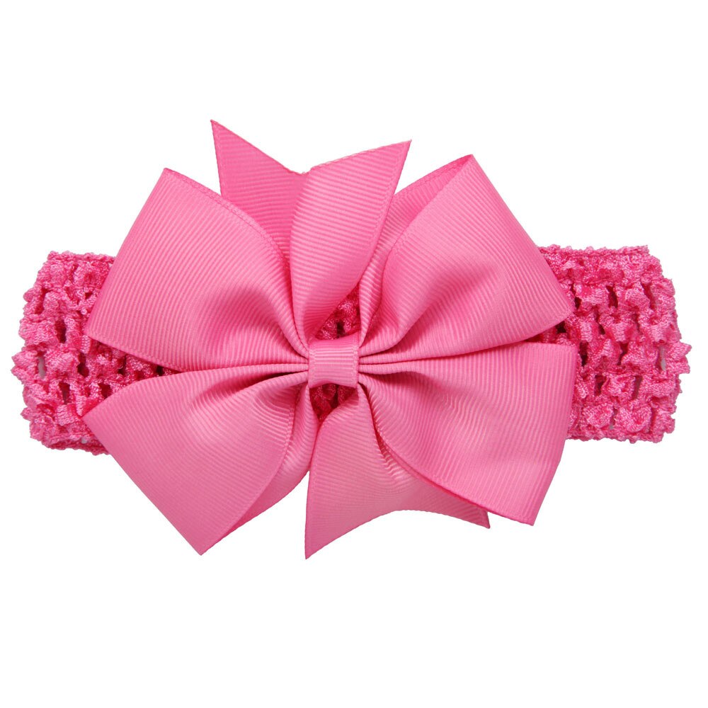 Baby Girl Bows Wave Headbands Big Bowknot Hair Accessories Cotton Wide Head Turban Infant Newborn Headbands Solid Headwraps: Hot Pink