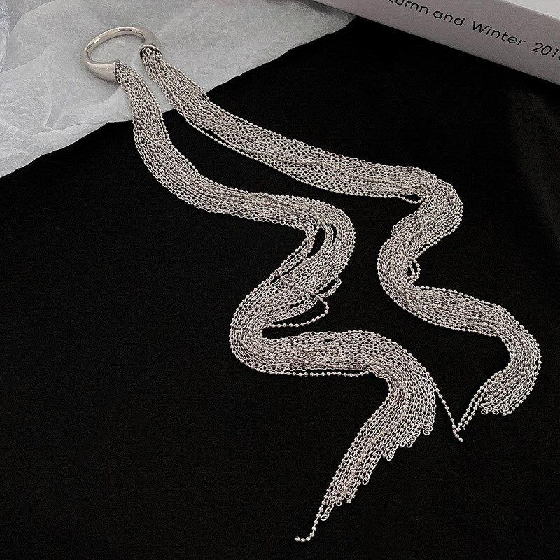 FYUAN Mode Zilveren Kleur Ketting Haarspelden Vrouwen Gevlochten Hoofdband Lange Kwast DIY Hairwear Accessoires Statement Sieraden