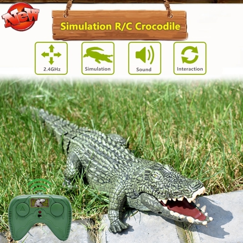 Highly Imitate RC Crocodile Simulation Crawling Flexible Swing Tail Light And Sound Infrared Realistic RC Animal Electric Toys