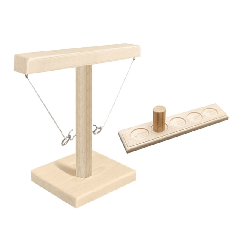 Ring Toss Spelletjes Voor Kinderen Volwassenen Houten Mini Ring Toss Spel Met Shot Ladder Bundel Toss Bumperkleven Game Set Voor 2 Haken: A