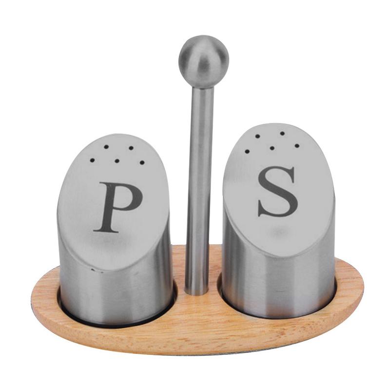Stainless Steel Condiment Tank Salt Pepper Shaker Seasoning Set Bottle Seasoning Kitchen Jar: A