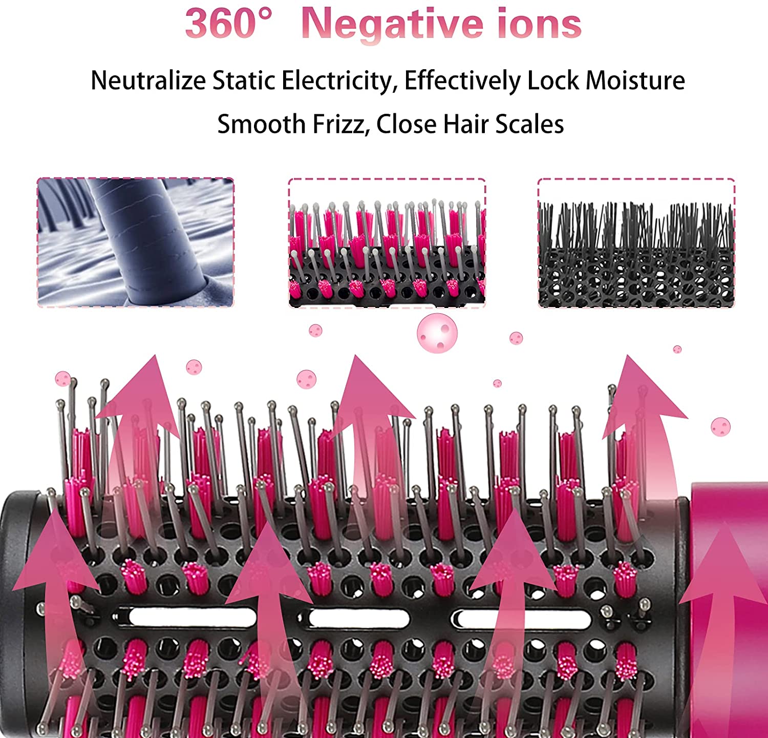 Negatywna szczotka do włosów Lonic szczotko-suszarka jednoetapowa suszarka do włosów na gorące powietrze elektryczna odpinana i wymienna szczotka fryzjer