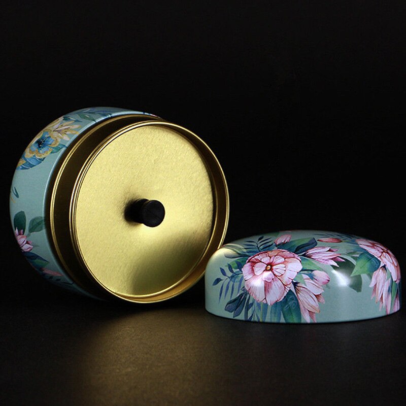 Multifunction Chinese Style Tea Caddies Round Metal Tea Box Jar with Lid F2