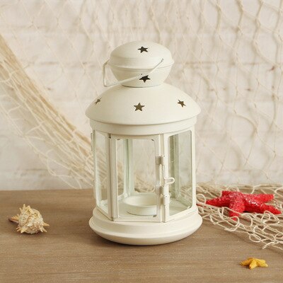 Oversized Metal Candle HolderOutdoor Windproof Candlestick for Wedding Home Lantern Decoration Candle Stand Marriage Candelabra: CreamyWhite